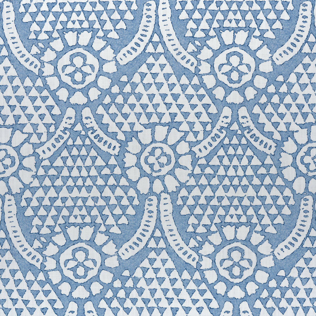 Thibaut F914314 CHAMOMILE Blue and White Fabric