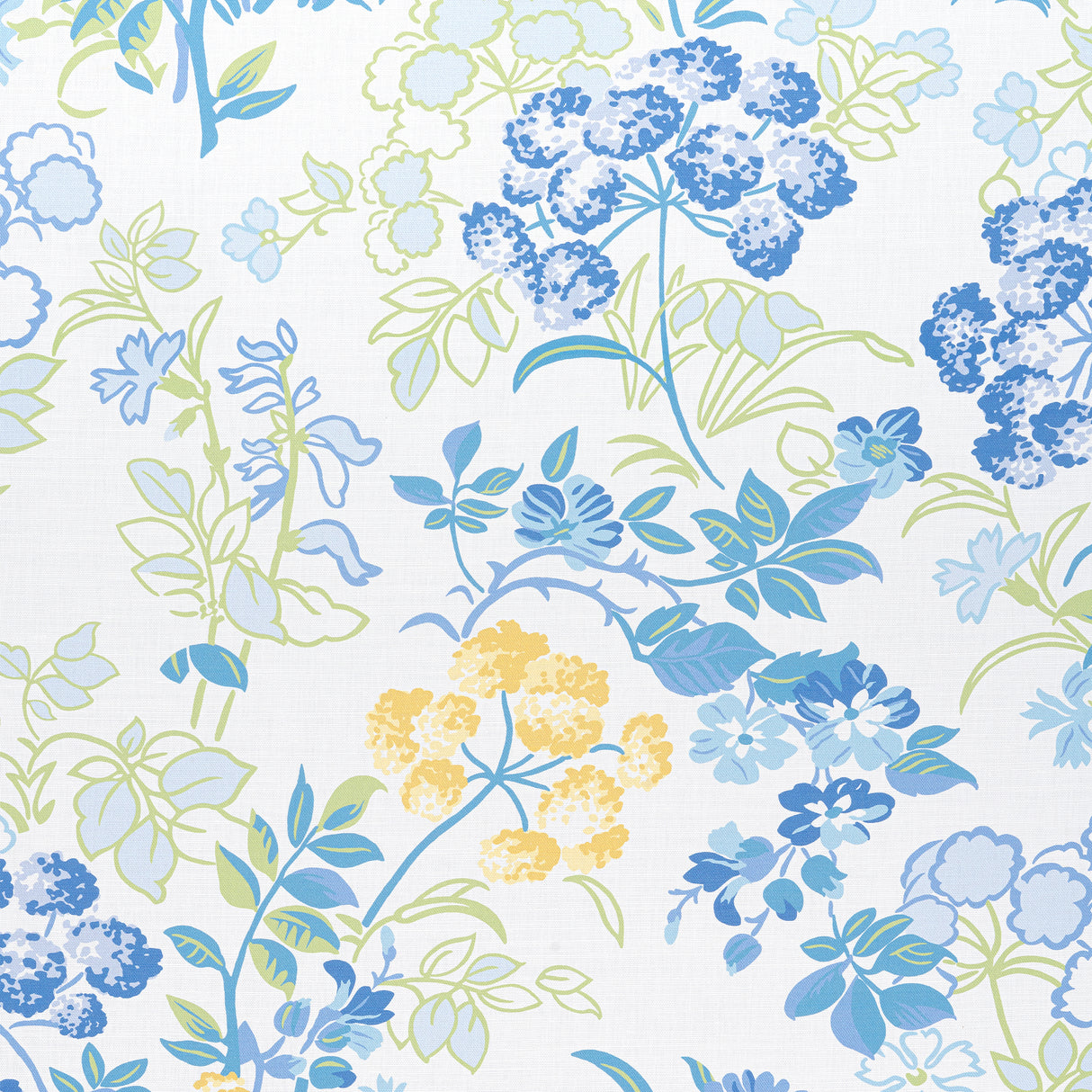 Thibaut F914336 SPRING GARDEN Blue and White Fabric