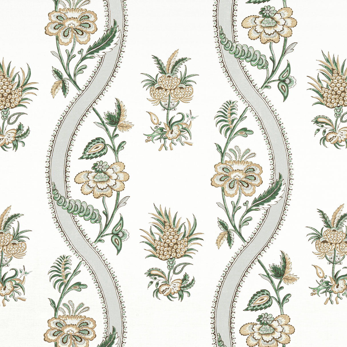 Thibaut F936421 RIBBON FLORAL Green Fabric