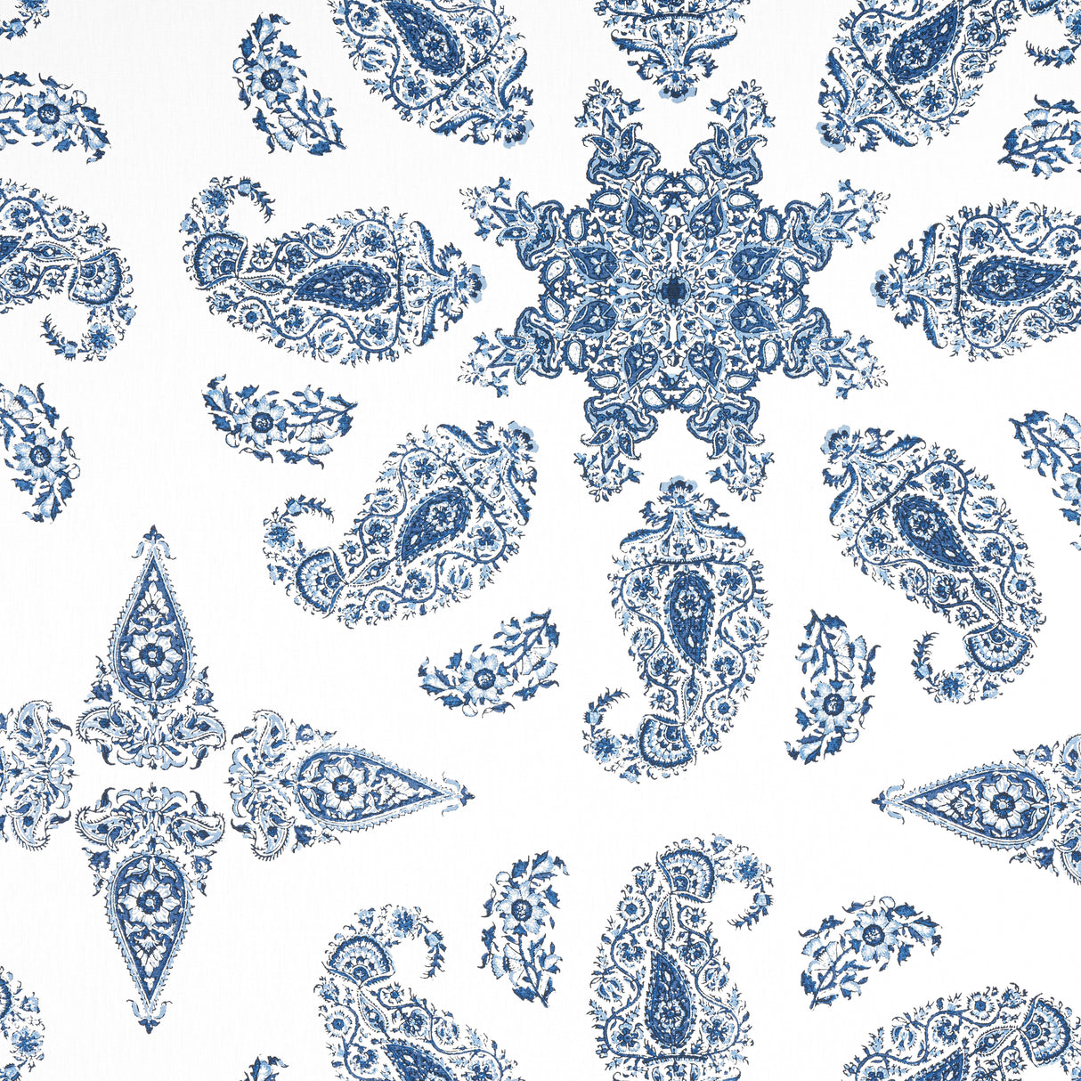 Thibaut F936429 EAST INDIA Blue and White Fabric