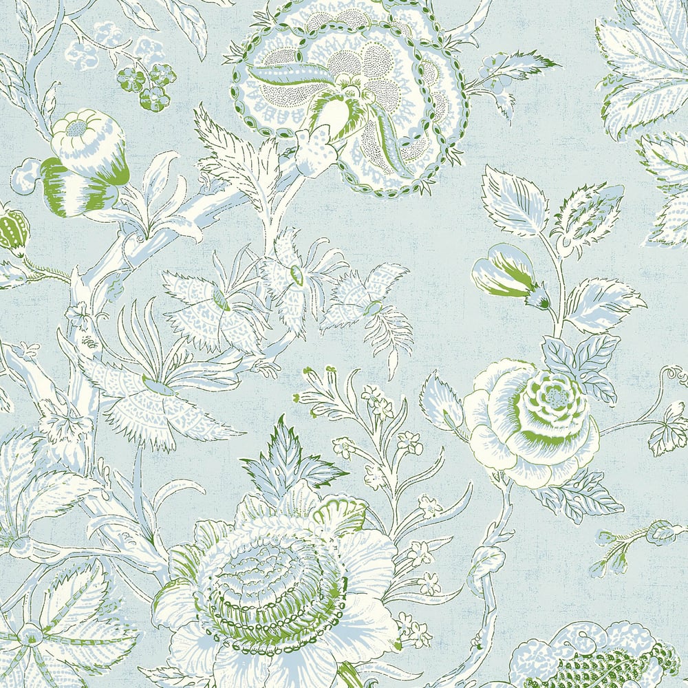 Thibaut F94145 Sky Blue Fabric - Sky Blue