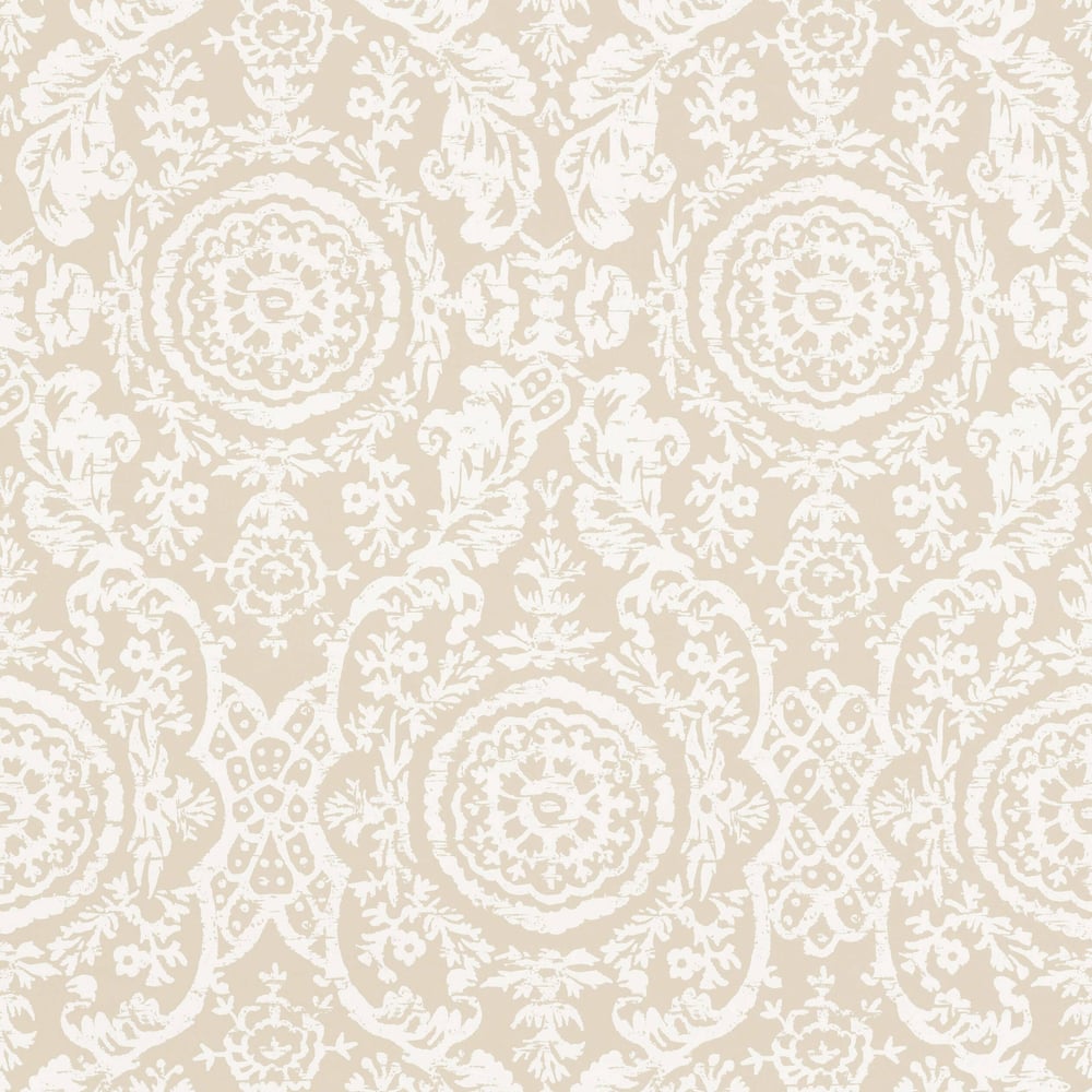 Thibaut F94155 SANSOME White on Natural Fabric