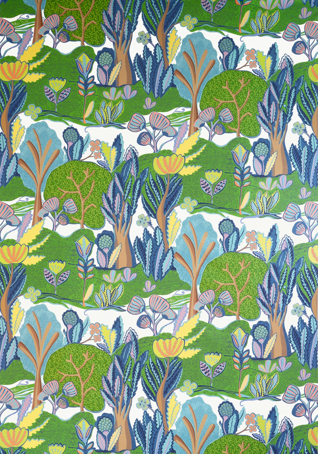 Thibaut F945009 ALBERO Green and Blue Fabric