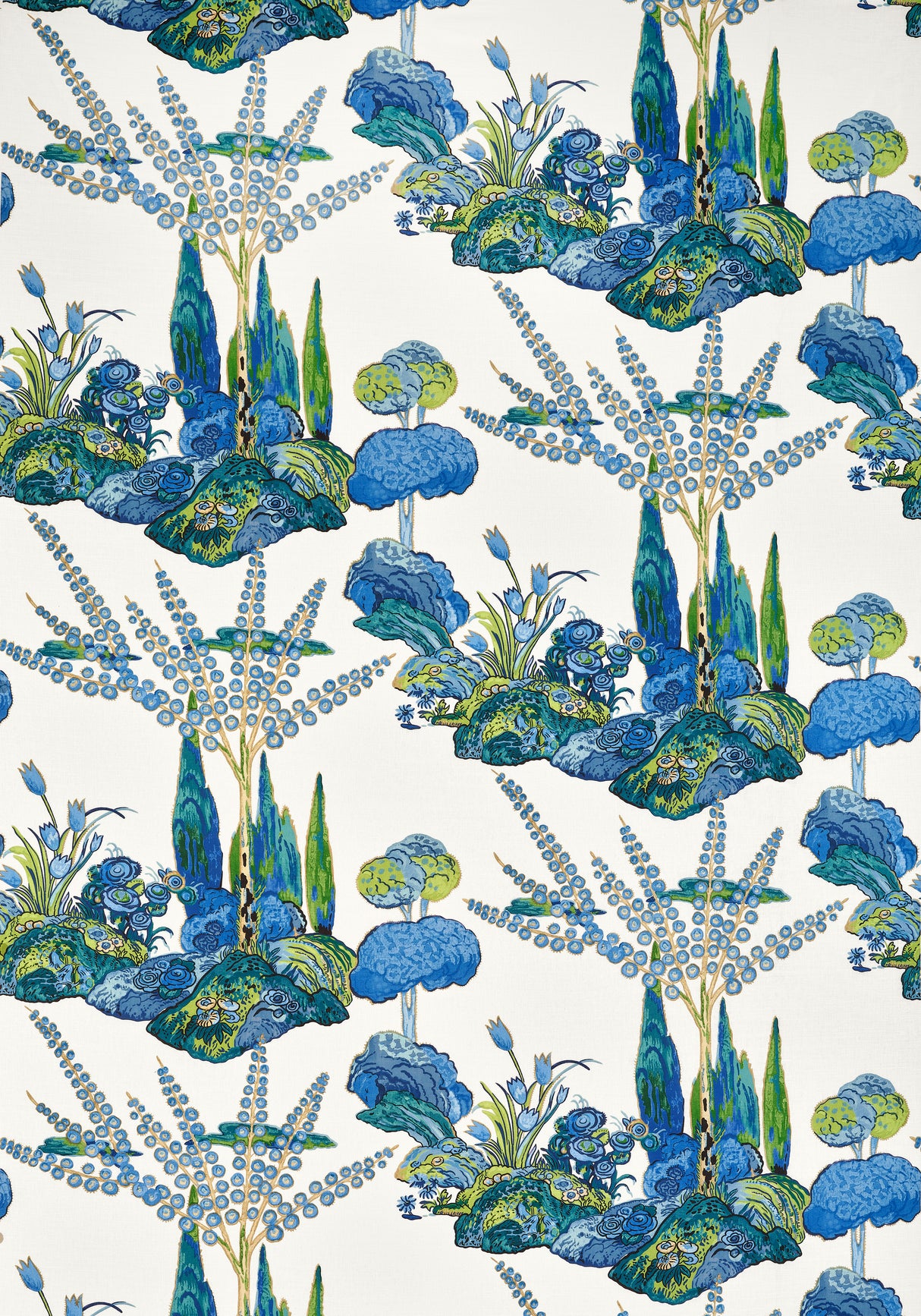Thibaut F945028 ORLEANS Blue and Green Fabric