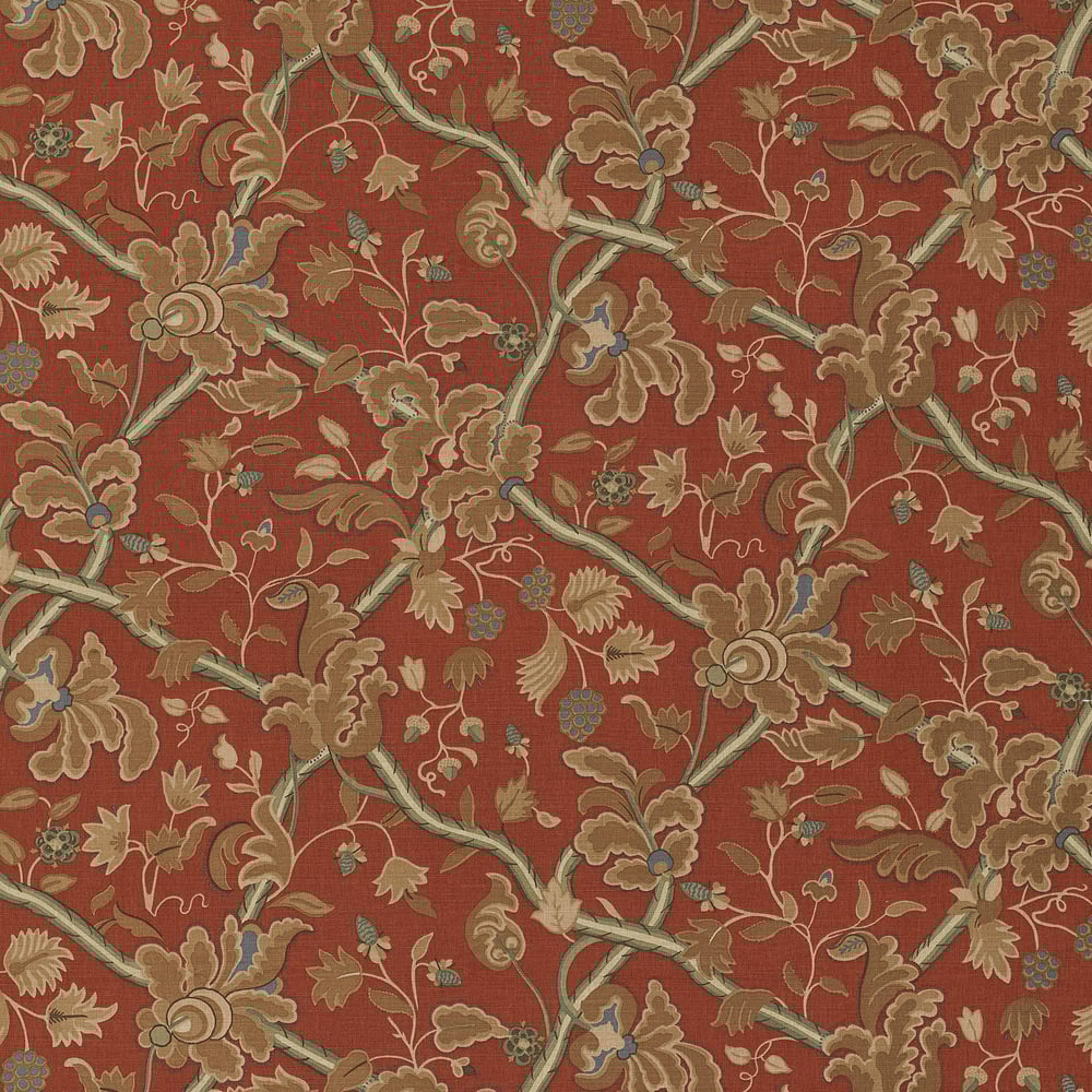 Thibaut F96032 DENMARK Red and Cream Fabric