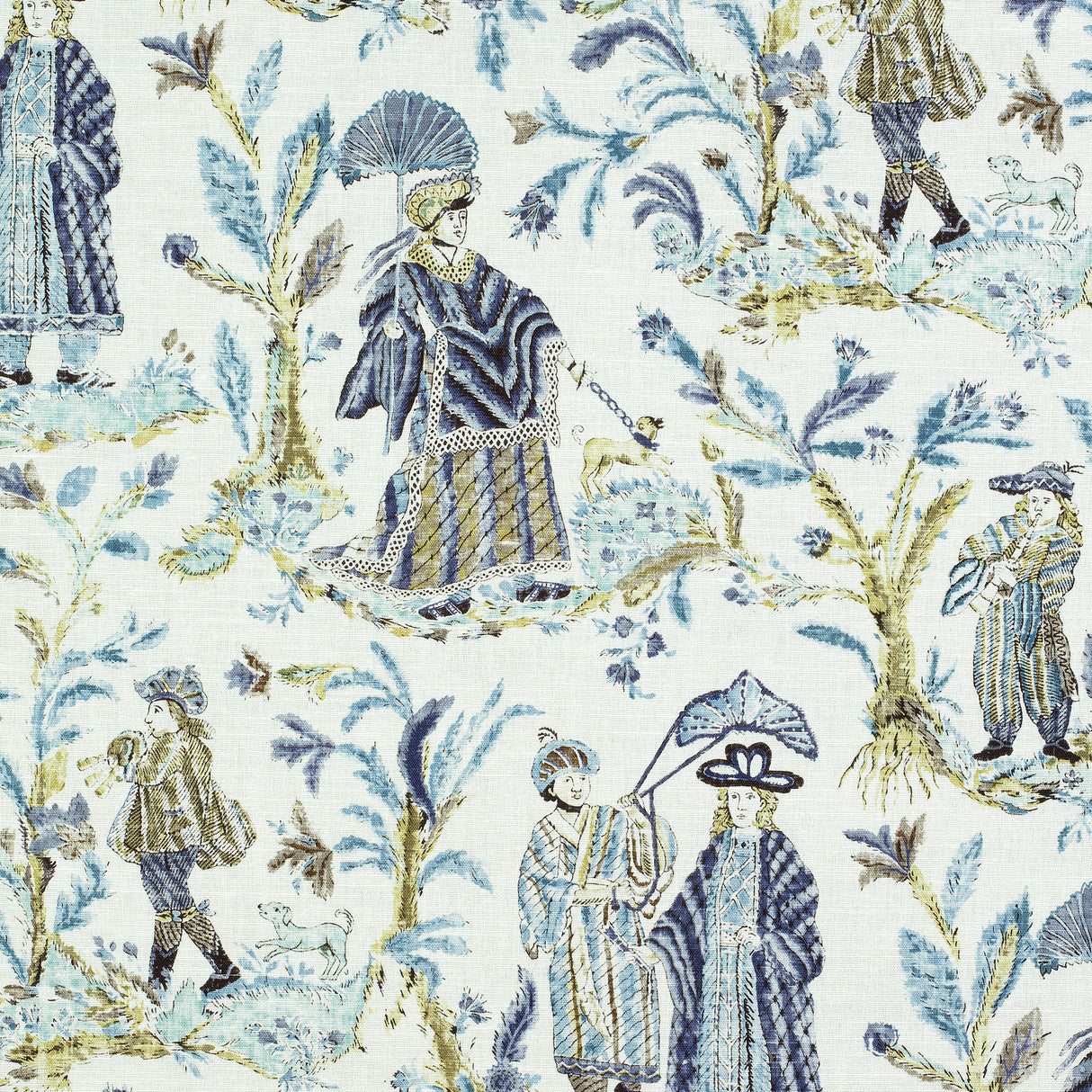 Thibaut F972574 ROYALE TOILE Turquoise and Navy Fabric