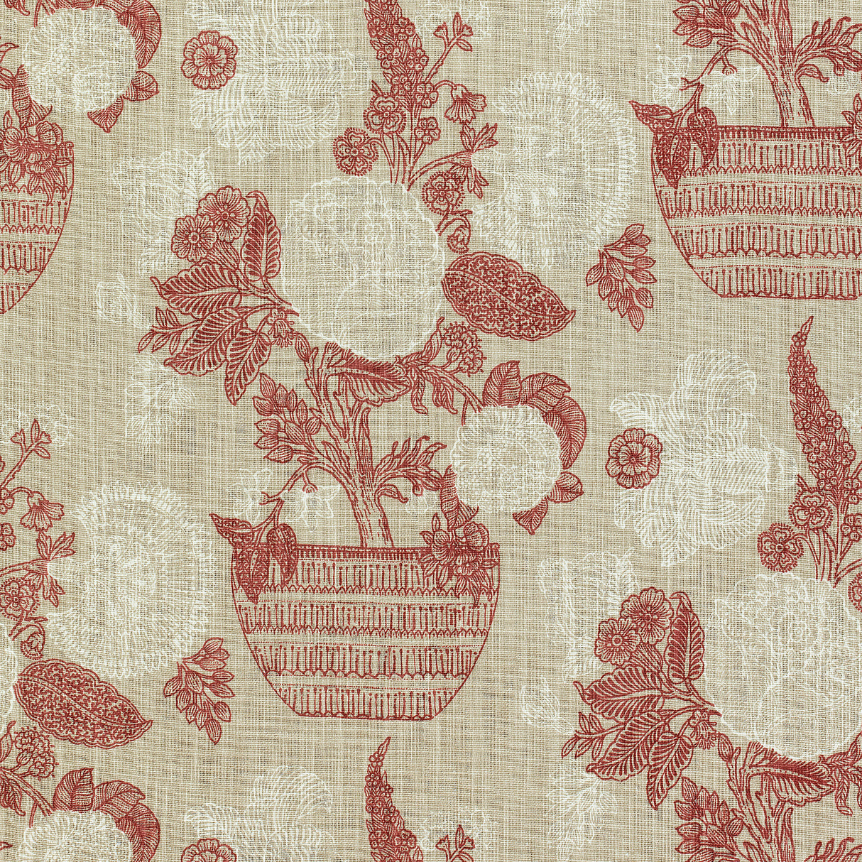 Thibaut F972590 TULLAMORE Red and Cream Fabric