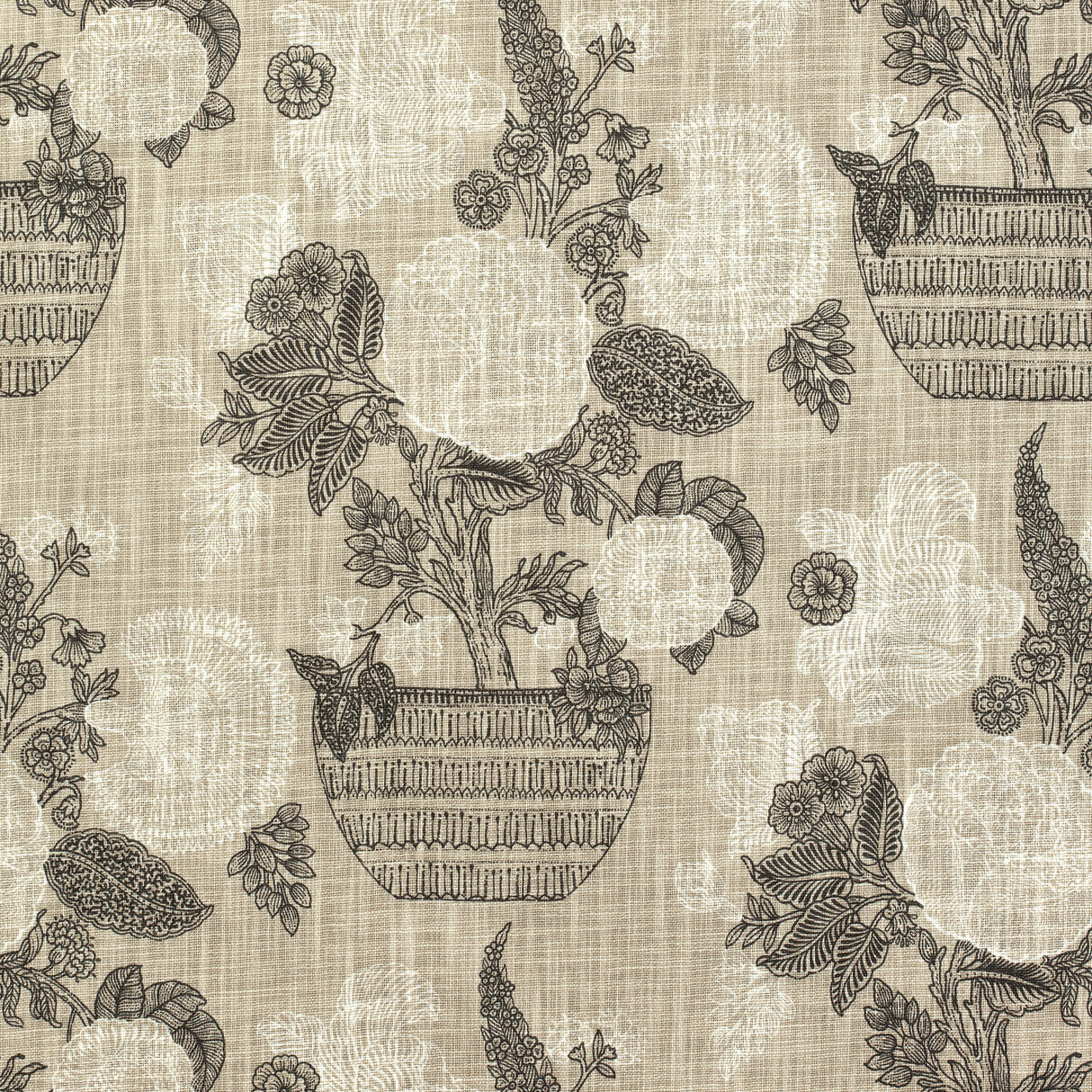 Thibaut F972593 TULLAMORE Black and Beige Fabric