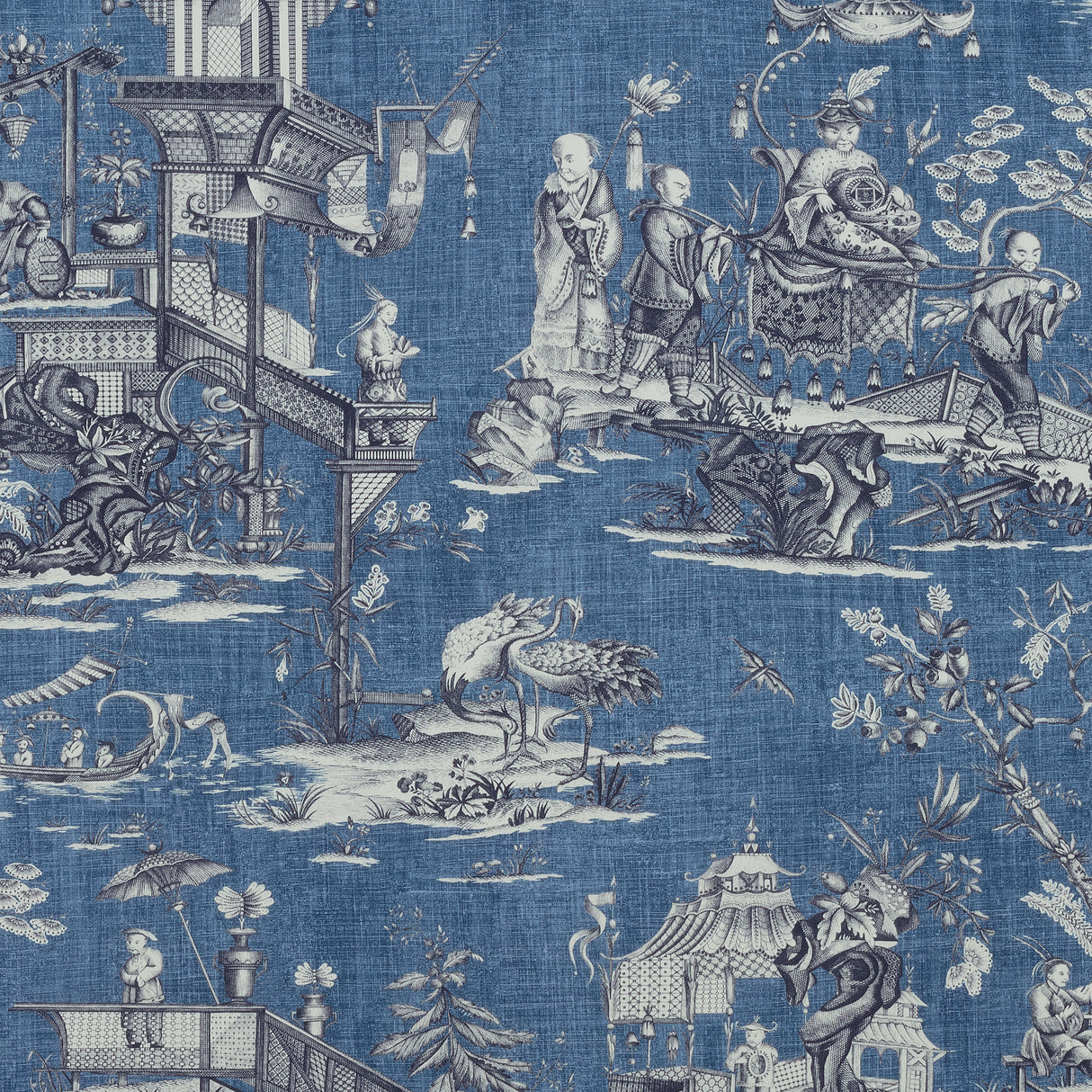 Thibaut F975465 CHENG TOILE Navy Fabric