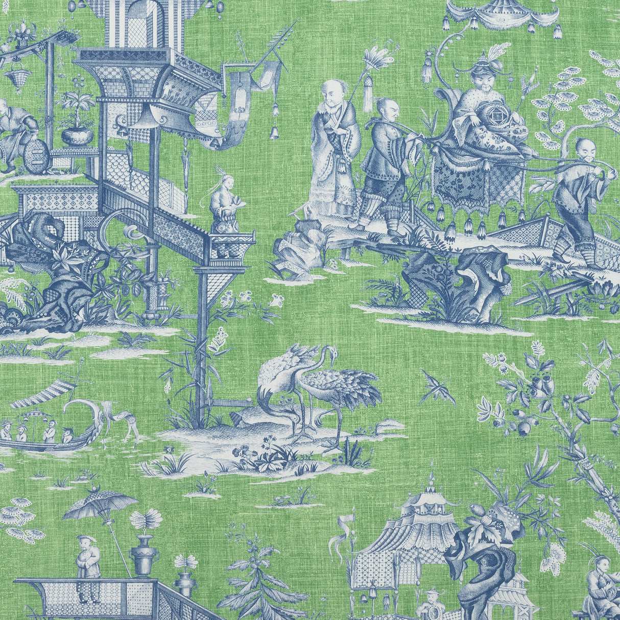 Thibaut F975467 CHENG TOILE Green and Blue Fabric