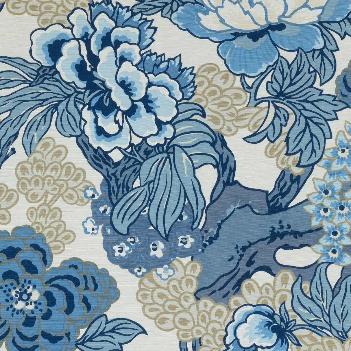 Thibaut F975487 HONSHU Blue and Beige Fabric