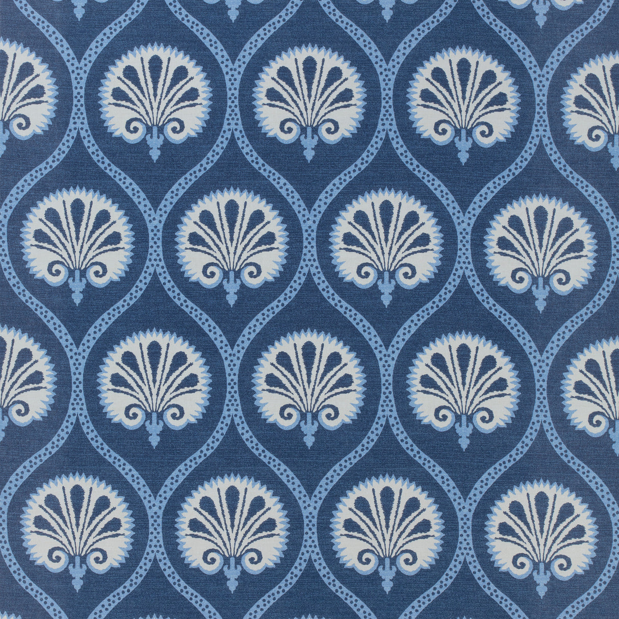 Thibaut F985019 KIMBERLY Blue and White Fabric