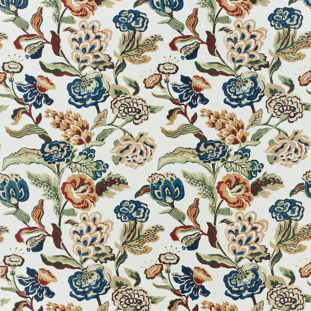 Thibaut F985033 NAVESINK Cream on Navy Fabric