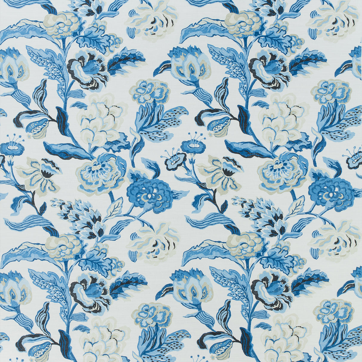 Thibaut F985035 NAVESINK Blue and White Fabric