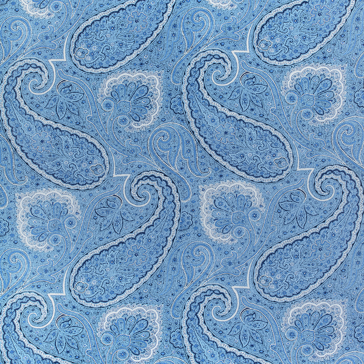 Thibaut F985079 SHERRILL PAISLEY Blue and White Fabric