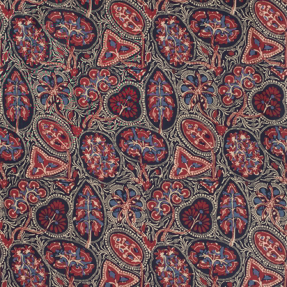 Thibaut F988716 COCHIN Blue and Red Fabric