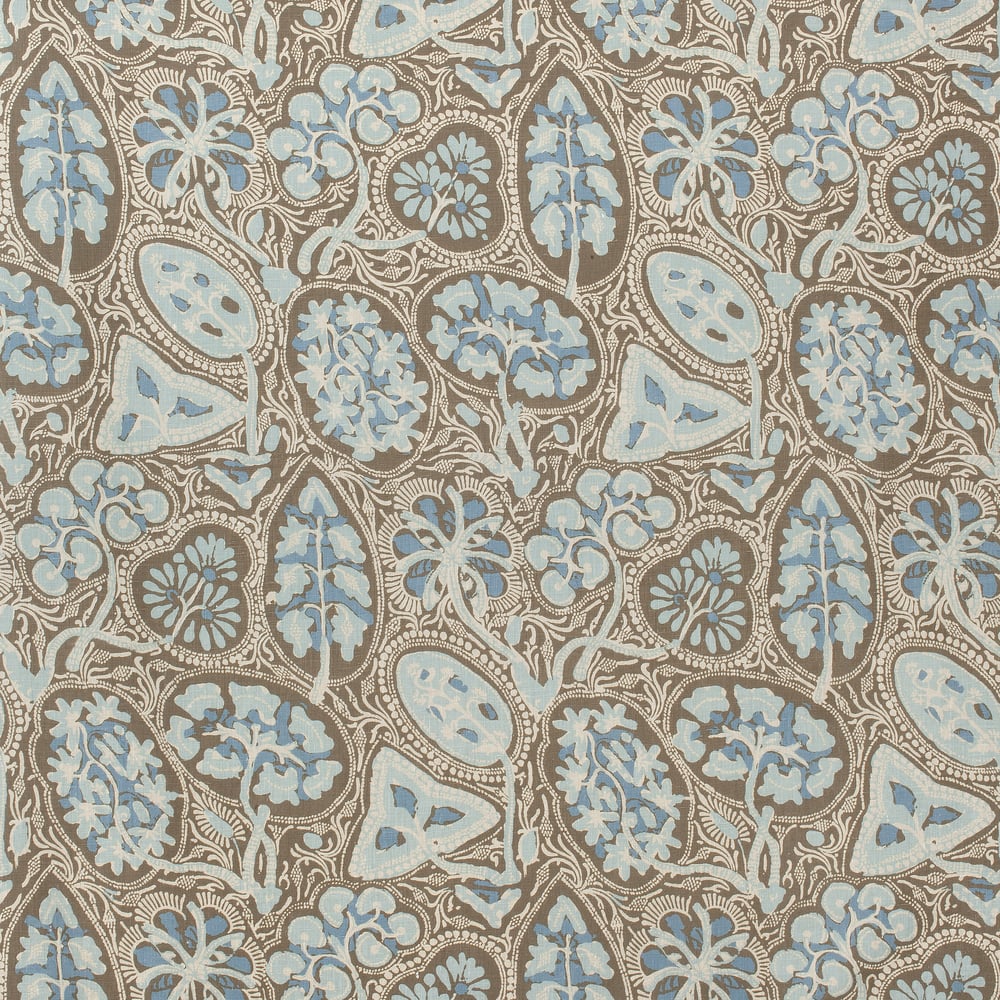 Thibaut F988718 COCHIN Aqua and Brown Fabric