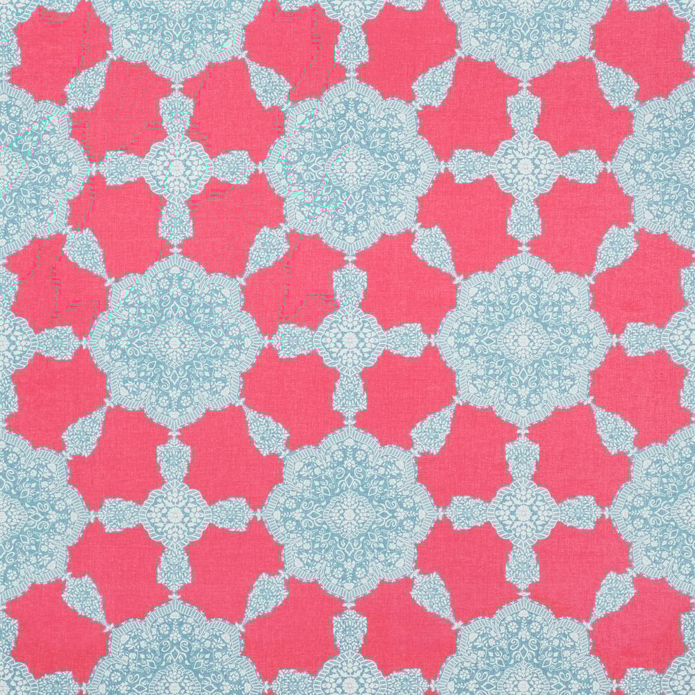 Thibaut F988726 MEDALLION PAISLEY Pink and Turquoise Fabric