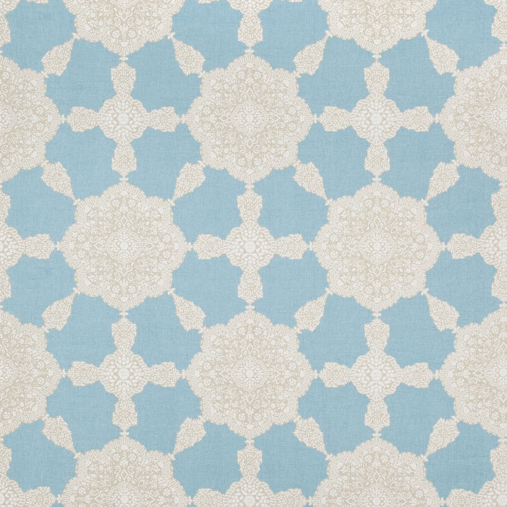 Thibaut F988728 MEDALLION PAISLEY Aqua and Beige Fabric
