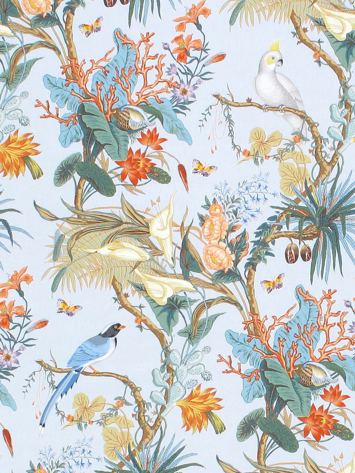 Scalamandre FB 0001CINQ CORAL SKY CINQUE TERRA Fabric - Eade's Wallpaper