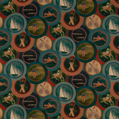 MULBERRY FD2000.R11.0 SPORTING LIFE TEAL Fabric - Eade's Wallpaper