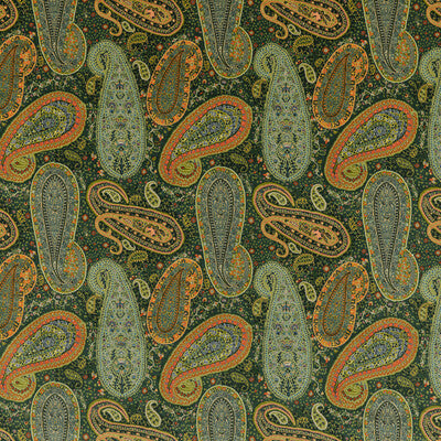 MULBERRY FD2002.S16.0 PEREGRINE PAISLEY VELVET EMERALD Fabric - Eade's Wallpaper
