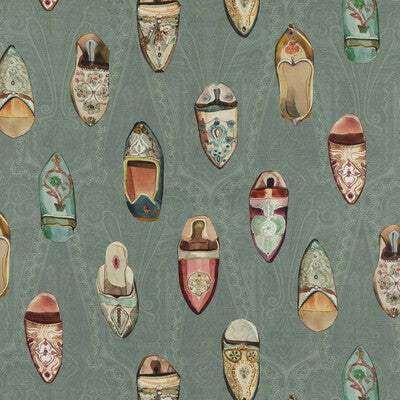 MULBERRY FD2003.R11.0 BABOUCHES TEAL Fabric - Eade's Wallpaper