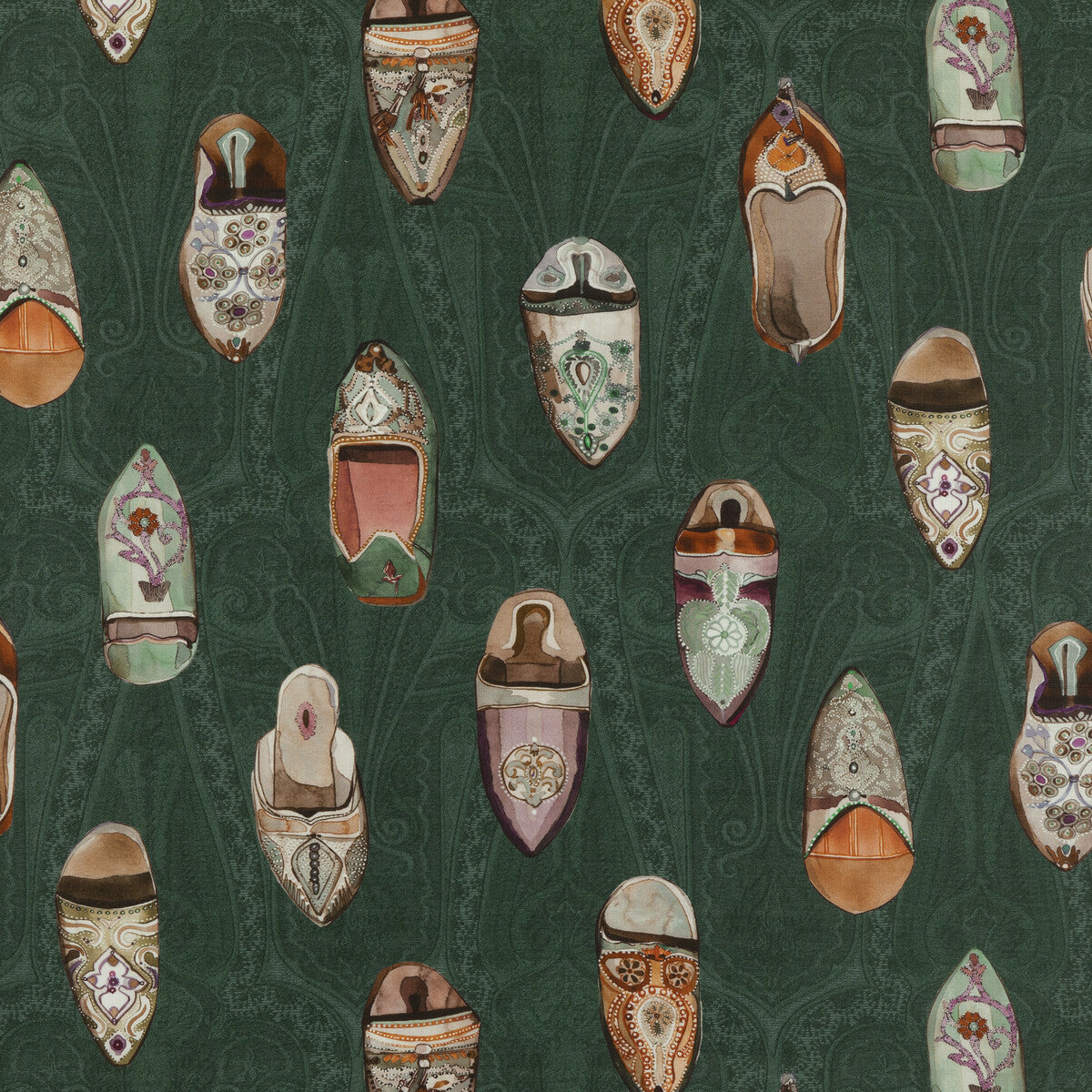 MULBERRY FD2003.S16.0 BABOUCHES EMERALD Fabric - Eade's Wallpaper