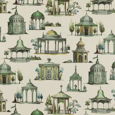 MULBERRY FD2008.S16.0 FOLLIES EMERALD Fabric - Eade's Wallpaper