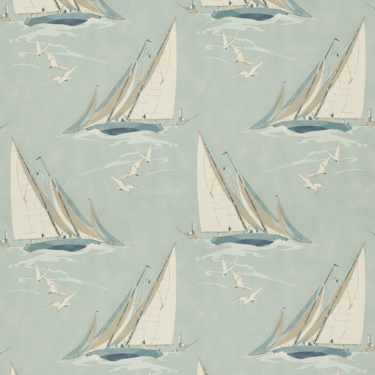 MULBERRY FD2010.H101.0 ROUND THE ISLAND BLUE Fabric - Eade's Wallpaper