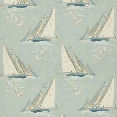 MULBERRY FD2010.H101.0 ROUND THE ISLAND BLUE Fabric - Eade's Wallpaper