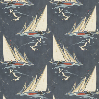 MULBERRY FD2010.H10.0 ROUND THE ISLAND INDIGO Fabric - Eade's Wallpaper