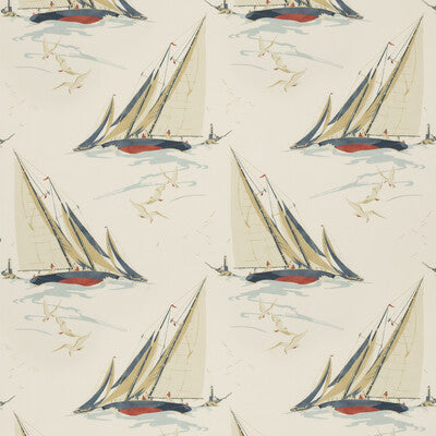 MULBERRY FD2010.V110.0 ROUND THE ISLAND RED/BLUE Fabric - Eade's Wallpaper