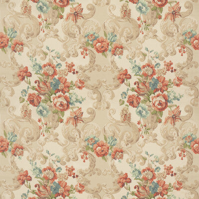 MULBERRY FD2011.V117.0 FLORAL ROCOCO RED/GREEN Fabric - Eade's Wallpaper