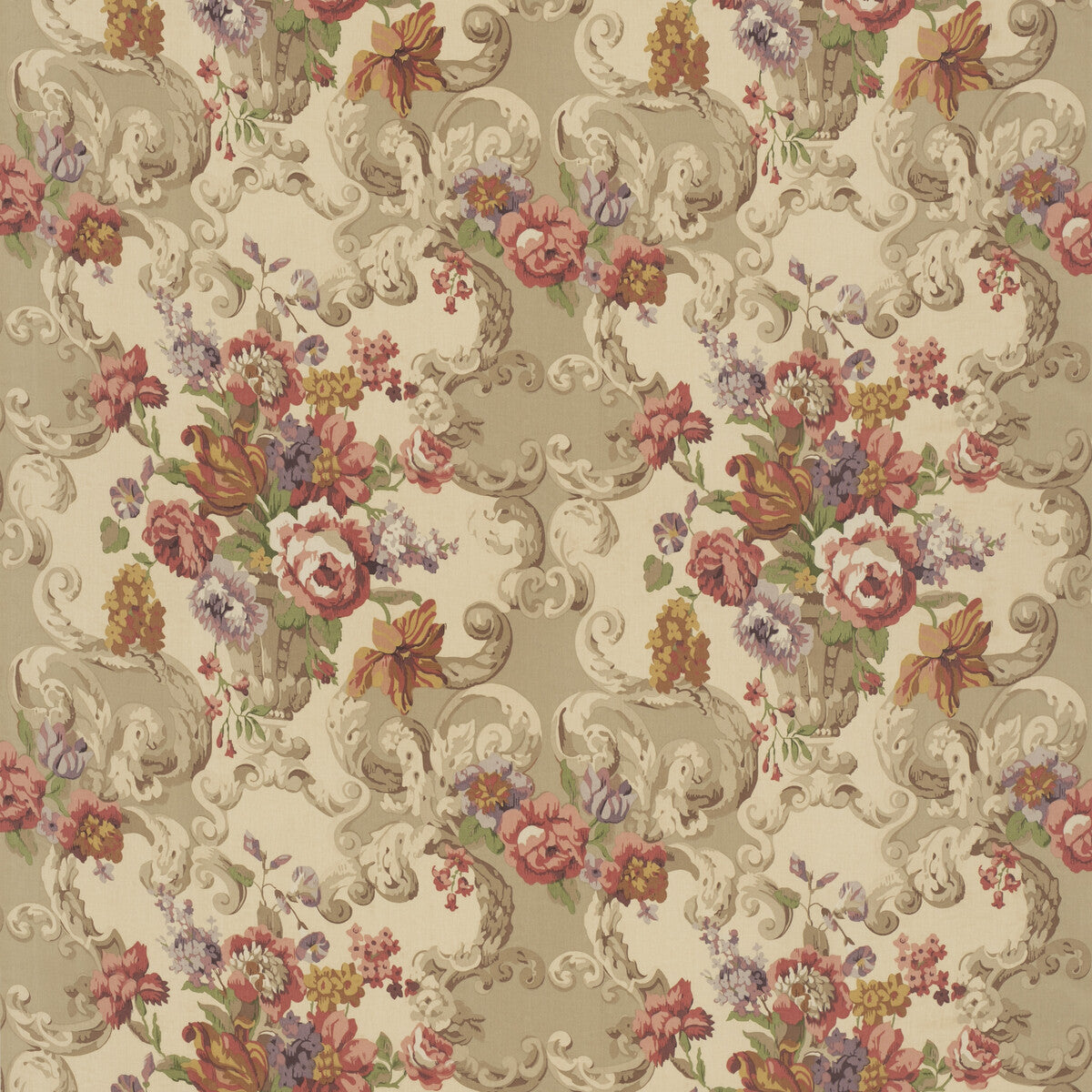 MULBERRY FD2011.V54.0 FLORAL ROCOCO RED/PLUM Fabric - Eade's Wallpaper