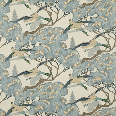MULBERRY FD205.H101.0 FLYING DUCKS BLUE Fabric - Eade's Wallpaper