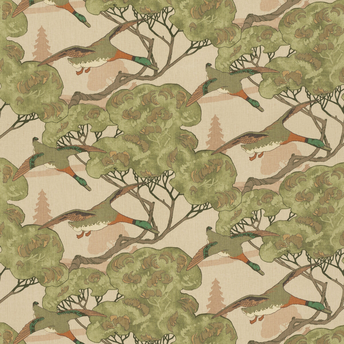 MULBERRY FD205.H150.0 FLYING DUCKS PLASTER Fabric - Eade's Wallpaper