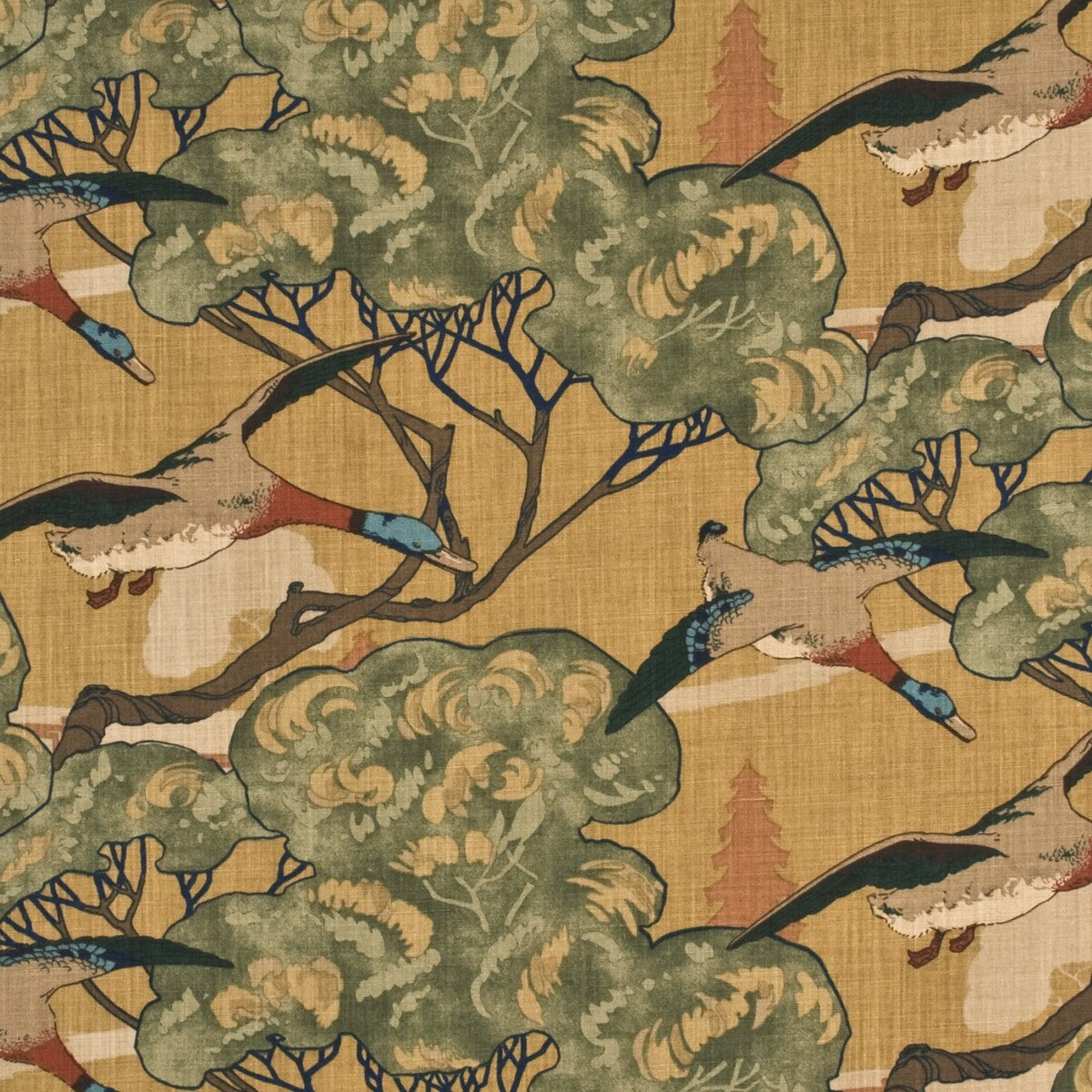 MULBERRY FD205.N102.0 FLYING DUCKS SAND Fabric - Eade's Wallpaper