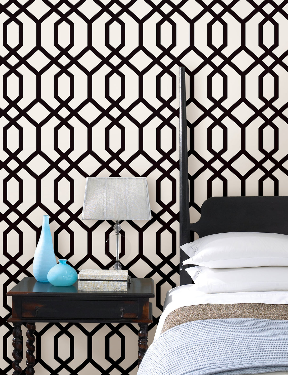 Brewster FD23270 Trellis Black Montauk Wallpaper