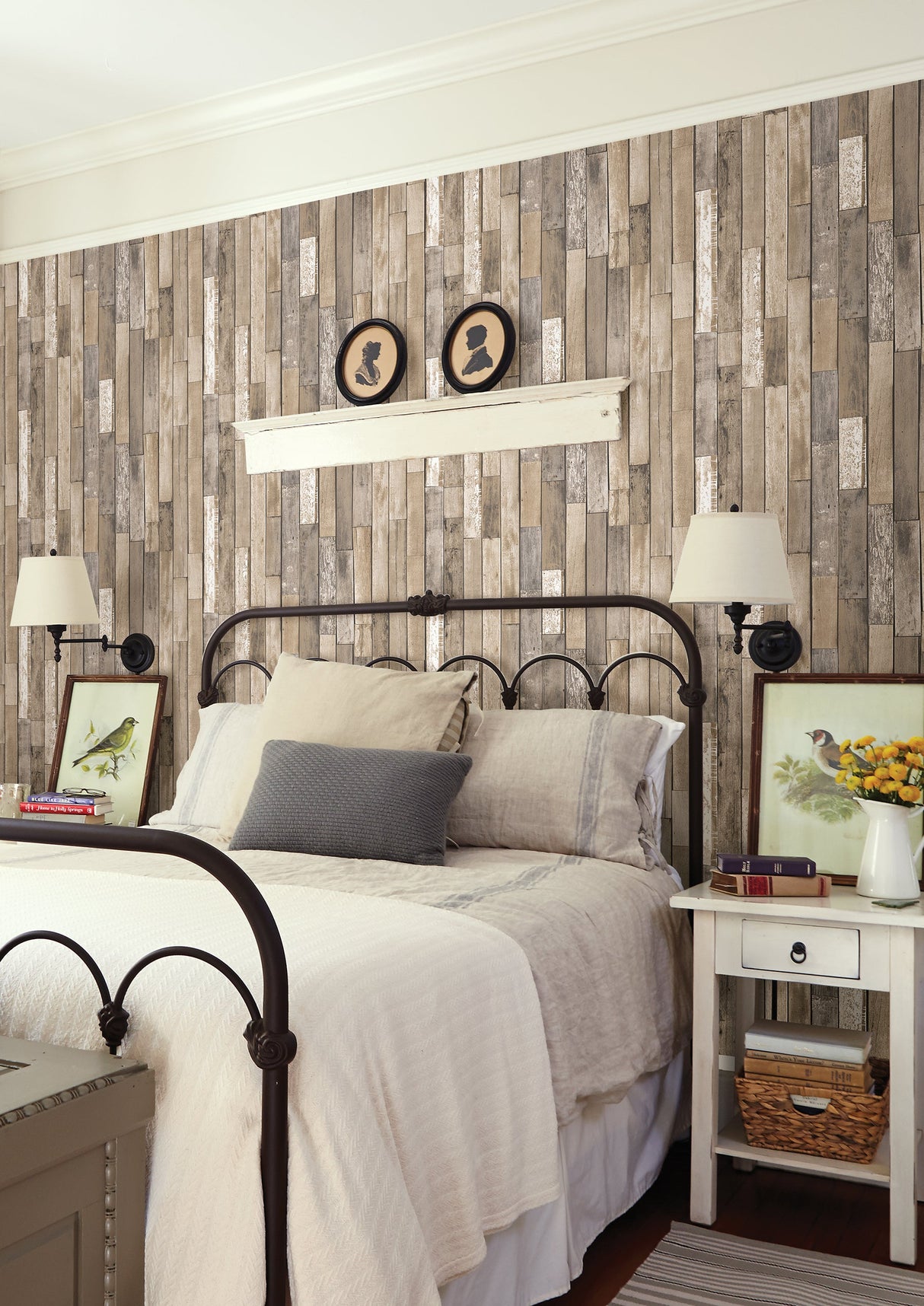 Brewster FD23274 Barn Board Brown Thin Plank Wallpaper