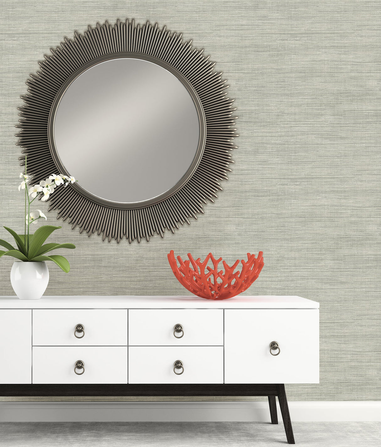 Brewster FD23285 Island Grey Faux Grasscloth Wallpaper