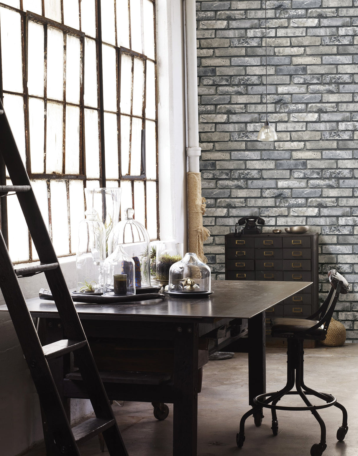 Brewster FD23288 Painted Grey Brick Wallpaper