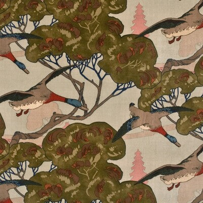 MULBERRY FD258.H22.0 FLYING DUCKS VELVET SKY Fabric - Eade's Wallpaper