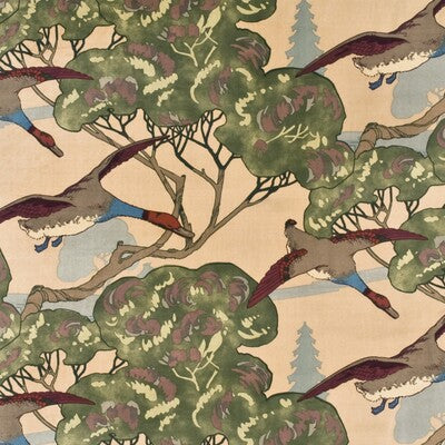 MULBERRY FD258.L102.0 FLYING DUCKS VELVET CAMEL Fabric - Eade's Wallpaper