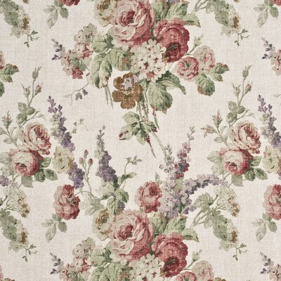 MULBERRY FD264.W46.0 VINTAGE FLORAL ROSE/GREEN Fabric - Eade's Wallpaper