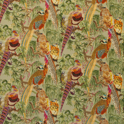 MULBERRY FD268.H46.0 GAME BIRDS VELVET FIG/MULTI Fabric - Eade's Wallpaper