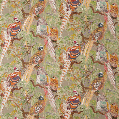 MULBERRY FD269.K102.0 GAME BIRDS LINEN STONE/MULTI Fabric - Eade's Wallpaper
