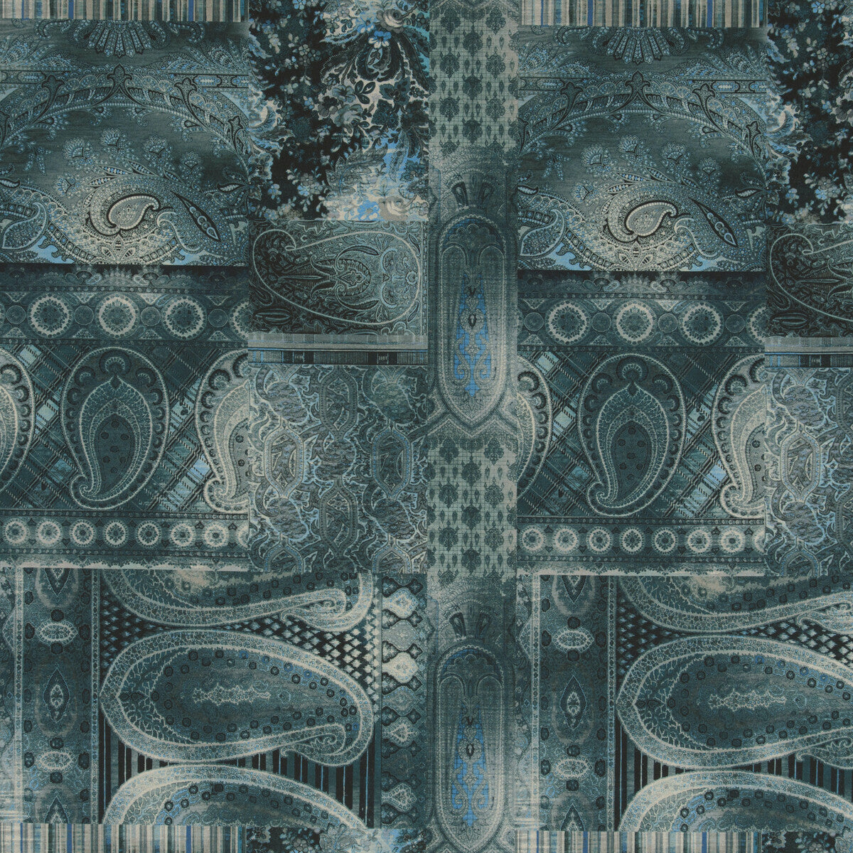 MULBERRY FD292.R11.0 LOMOND LINEN TEAL Fabric - Eade's Wallpaper