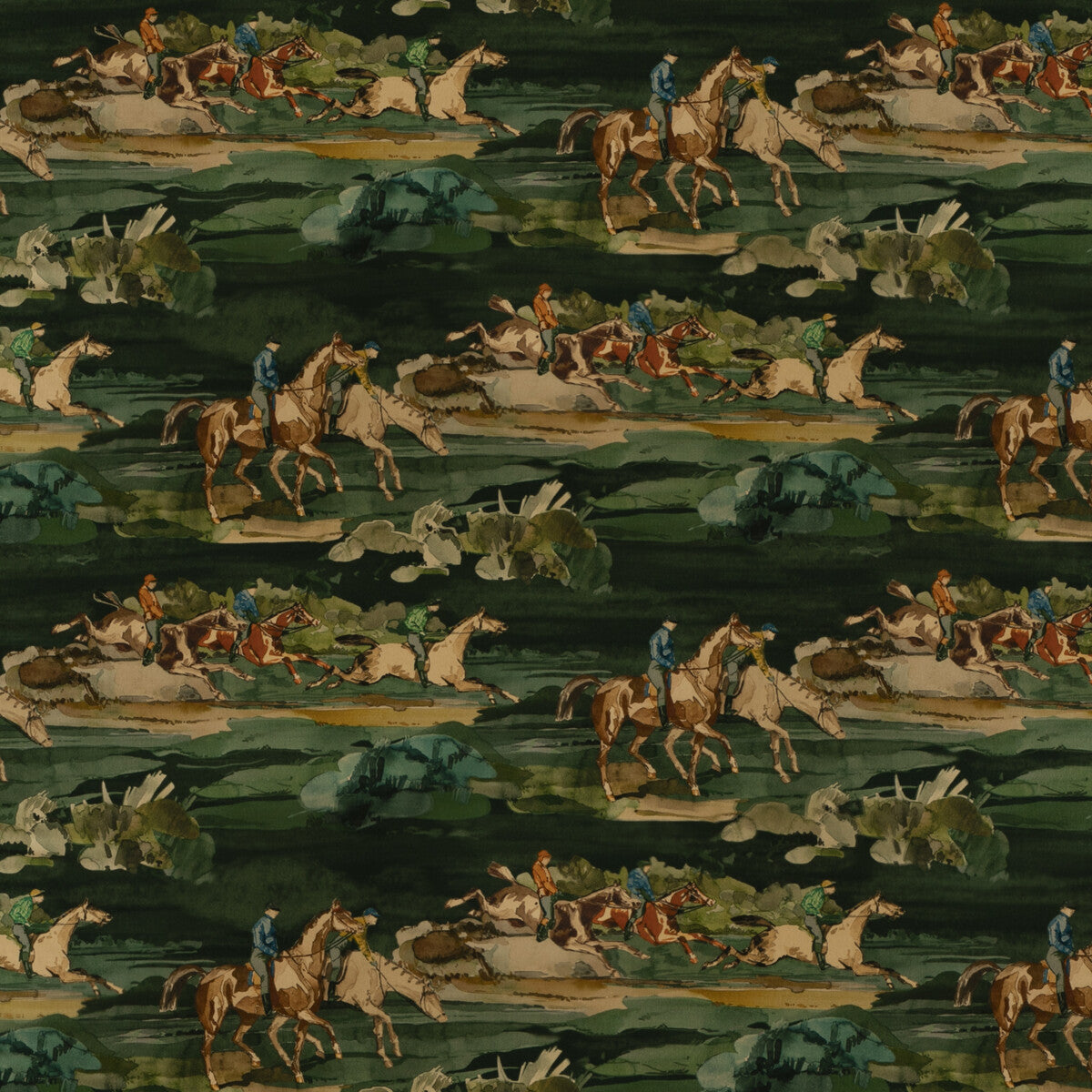 MULBERRY FD295.R11.0 MORNING GALLOP VELVET TEAL Fabric - Eade's Wallpaper