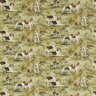 MULBERRY FD296.Y101.0 MULBERRY HOUNDS LINEN MULTI Fabric - Eade's Wallpaper